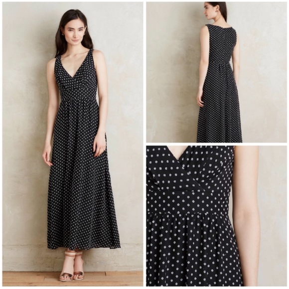 Anthropologie Dresses & Skirts - EVA FRANCO Sz 4 Black White CLIPDOT Maxi Dress